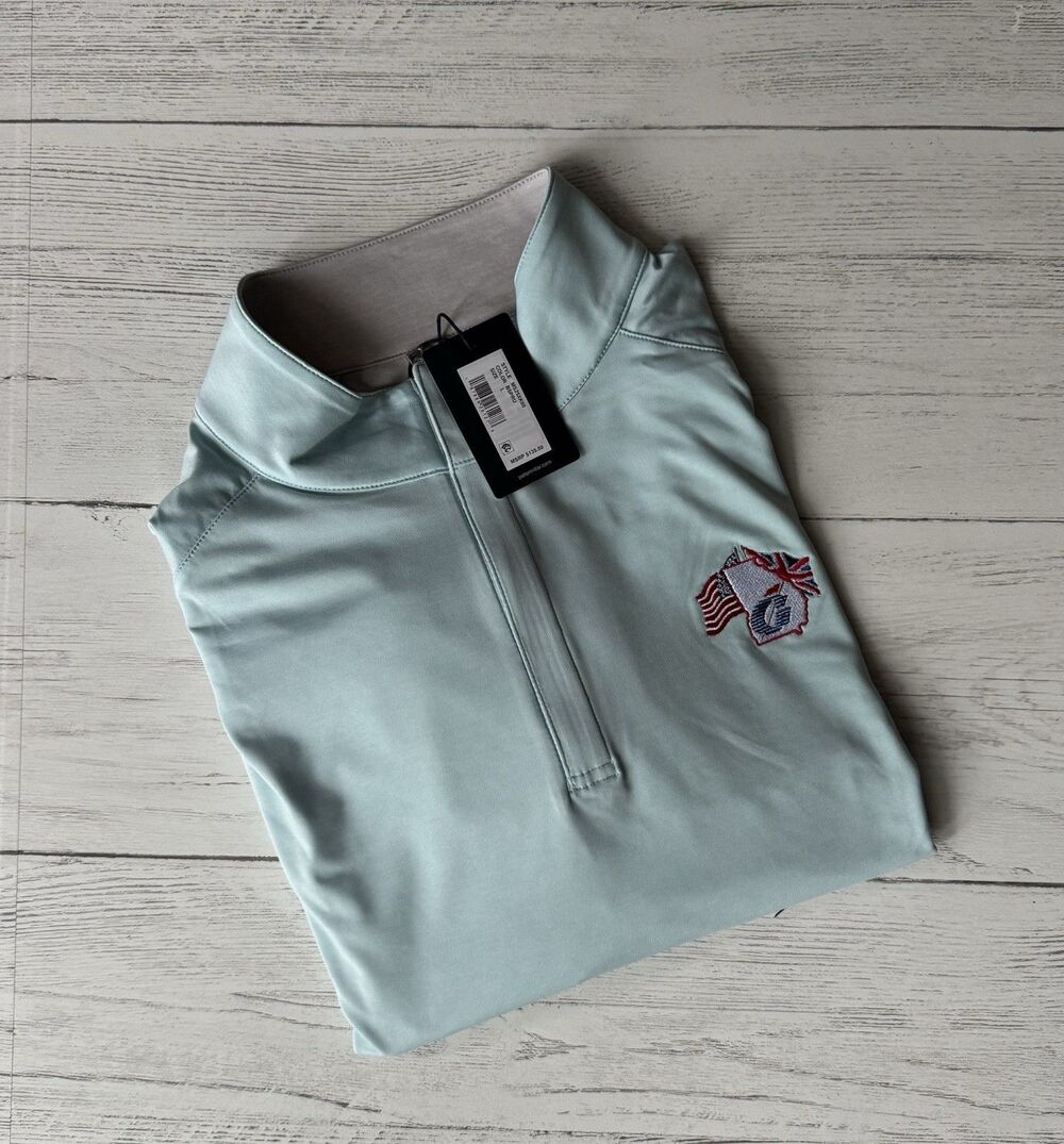 Peter Millar Stealth Performance Quarter Zip Blue Spruce MS25XK60 M NWT $135